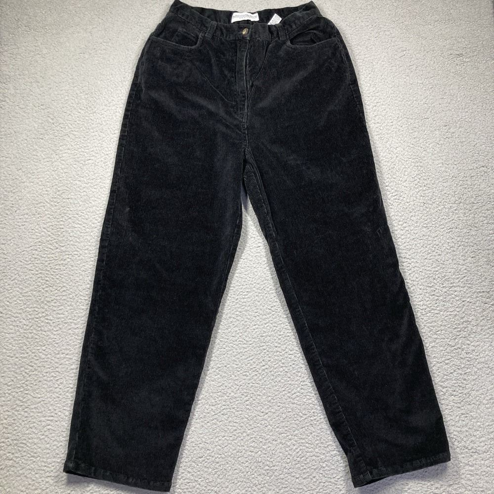 Valerie Stevens Petites Sport Pants Women's 12P Black Corduroy Heritage Woods‎
